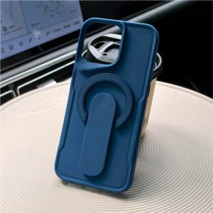 Luxury Solid Color Push Pull Holder Ring For Magsafe Magnet Phone Case For iPhone 16 15 14 13 12 11 Pro Max Soft Silicone Cover