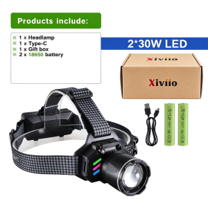 Super Bright 995000000LM 2*LED Headlamp High Power Sensor Headlight Rechargeable Head Flashlight Fishing Hunting Hiking Lights