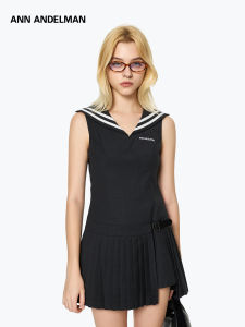 ANN ANDELMAN | Sailor Collar Irregular Pleated Jumpsuit Dress