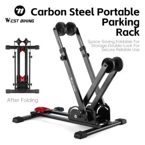 WEST BIKING Foldable Bike Rack Carbon Steel MTB Parking Rack Repair Stand Road Bicycle Parking Frame Durable Bicycle Wheel Holder Bike Accessories