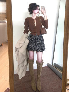 PEIZIXUAN | French Vintage Floral Print Long Sleeve Dress for Autumn