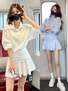 Elegant White Shirt Dress Long Sleeve Womens Fashion Autumn Winter Short Skirt Commute Date Casual Travel Standard Fit