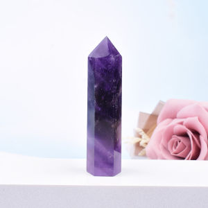 1Pc 50-80mm Natural Amethyst Polished Crystal Point Healing Hexagonal Obelisk Quartz Wand Tower Ornament for Home Decoration