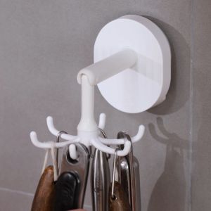 TAILI rotating hook punch-free hook bathroom kitchen corner rotating hook strong traceless adhesive hook wall-mounted spatula spoon hanging rack shovel storage rack home hanging key rotating adhesive hook