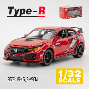 32 Honda Civic Type R โลหะจำลองเสียงเอฟเฟกต์แสงของเล่นอัลลอยรถบรรทุกโมเดลรถยนต์สำหรับ Kids Toys ยานพาหนะงานอดิเรก" could be