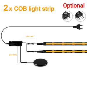 1-10 Channel COB LED Strip Kit - Black PCB With No-Drill Dimmable Penetrating Board Touch Sensor Switch for Cabinet Background