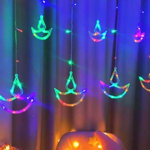 5M deepavali Curtain Light LED Curtain Lights String Christmas Light Fairy Lights 8 Modes Diwali String Lights Bedroom Wedding Decoration