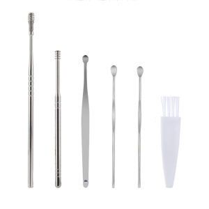 B.F. 6pcs/set Portable Stainless Steel Ear Cleaning Brush Wax Remover Curette Ear Cleaner