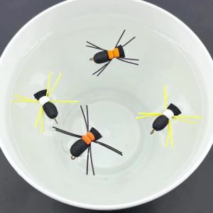 Bimoo 8pcs #10 Rubber Legs Foam Beetle Fly Floating Dry Fly Artificial Terrestrial Pattern For Trout Grayling Fishing Lures