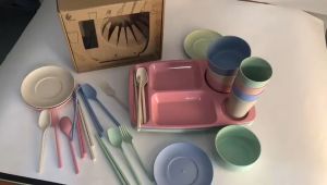 3pcs wheat straw portable cutlery knife fork and spoon cutlery set