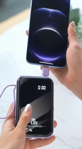 power bank 80000mah original 2.1A fast charging with 2 LED lights build 4 cable portable power bank For iphone/Android