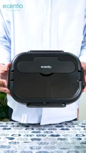 ecentio tempat makan stainless 4 Grid lunch box Kotak Makan Stainless Steel 304 1000ml lunch box anti bocor free sendok sumpit Mangkuk sup 1L