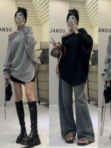 plus Size Knitted Top Fashionable Asymmetrical Design Comfortable Lazy Style Autumn New Arrival Womens Clothing Korean Loose Fit