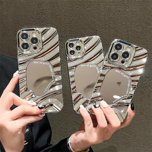 RLG Casing Ponsel Cermin Gaya Ins & Riak Air Lapis Perak untuk Apple 7P/8P/X/XS/XR Apple 11 13 11Pro