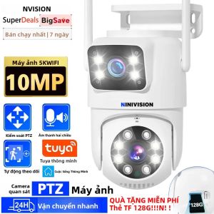 Camera IP Ngoài Trời Tuya 10MP 5K Hai Ống Kính PTZ Giám Sát Màn Hình Kép 4K HD Với Tầm Nhìn Ban Đêm Màu Sắc Bảo Vệ An Ninh Wifi 2.4G