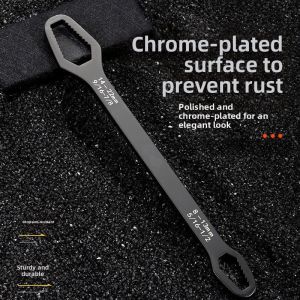 New 1PC 8-22mm Black Universal Multifunctional Wrench Adjustable Double Headed Plum Blossom Wrench Self Tightening Wrench Tool