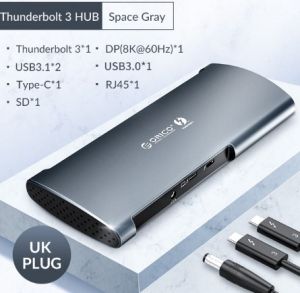 ORICO 40Gbps Thunderbolt 3ด็อค USB ฮับประเภท C ถึง8K DP HDMI USB3.0 RJ45 SD4.0 60W อะแดปเตอร์ชาร์จสำหรับ Huawei Macbook Pro พร้อมอะแดปเตอร์ไฟ