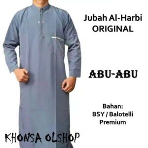 Jubah Muslim Gamis Pria Dewasa Remaja Al-Harbi Lengan Panjang Resleting