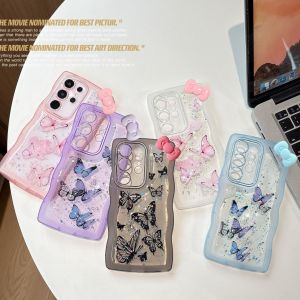 รูปผีเสื้อติดโบว์3D หลากสีต่างหูเคสโทรศัพท์สำหรับโทรศัพท์ Samsung S20 FE S21 S22 S23 S24 S25ซีรีส์