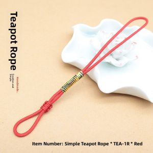 Handmade Tea Pot Lid Hanging Rope Anti-Fall Creative Red String High-End Cultural Playthings for Tea Cups Purple Sand Tea Pot