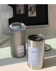 MyLife Store Cold storage glass Thermos mug coffee mug beer mug camping mug stainless steel with straw small size 350ml / large size 600ml