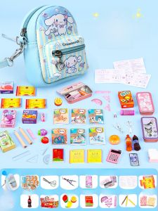 Miniature Simulation Childrens Backpack Stationery Box Book Set Girl Toy Model Crossbody Bag Cartoon Pattern Universal Gender