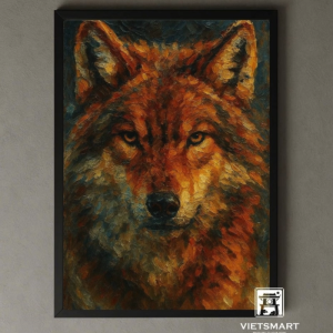 Tranh Nghệ thuật "Chân Dung Một Chú Chó Sói" VIETSMART ART - Sơn dầu 45 x 60cm