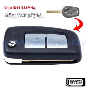 2 Nút Điều Khiển Từ Xa Chìa Khóa Xe Ô Tô Fob 433 MHz ID46 Chip Dành Cho Xe Nissan Micra Note 2014-2017 Mẫu TWB1G766 Lật Phong Cách ABS + Kim Loại
