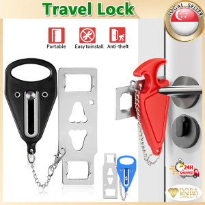 【SG Stock】Portable Security Door Lock Safety Latch Stopper Security Door Stop For Travel Accommodation Hotel Security Lock Anti-theft
