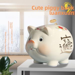 Creative Large Capacity Ceramic Piggy Bank Money Saving Decoration Birthday Gift Cute Childrens Coin Bank Cartoon Element