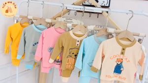 Bộ quần áo dài tăm 6 màu mềm mịn cho bé trai bé gái