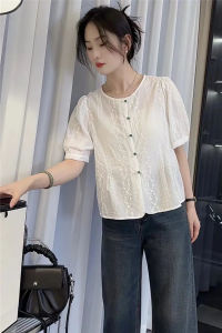 SHIMO | Summer Chinese Style Short Sleeve Blouse Thin Lightweight Small Size