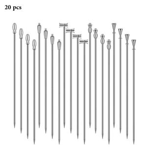 Cocktail Picks Stick 20Pcs Cocktail Toothpicks Stainless Steel Martini Olive Picks for Bar Barbecue Fruit Bloody Mary Drink S