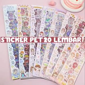 STIKER PANJANG ISI 20 LEMBAR MOMO TRANSPARANT PVC KARTUN SERIES CUTTING STICKER DECORATIVE UNTUK DEKORASI JOURNAL HIAS SCRAPBOOK BUKU DIARY HP JOURNALING