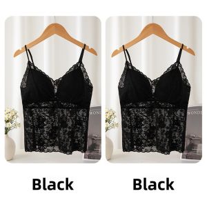Miiow | Romantic French Lace Strap Vest Womens Summer Thin Pure Desire Backless Tank Top With Chest Pad Base Layer Top