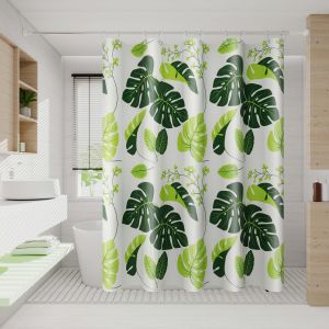 Turtle-back leaf bath curtain fresh green plant style dry and wet separation partition is super practical
