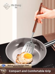 PINSHANGZUO | High-End 316 Stainless Steel Mini Spatula Wooden Handle Kitchen Utensil Set