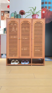 Bamboo Console Shutters Shoe Cabinet Storage Shelf Organize Wooden Shoe Rack with Cover Cabinets Furniture Heavy Duty