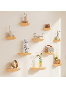 Wall Mounted Shelf No Drill Half Round Solid Wood