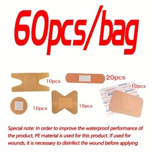 60pcs Variety Shapes Waterproof Bandage Breathable First Band Aid Wound Dressing Medical Tape Wound Plaster Bandaids Pansement
