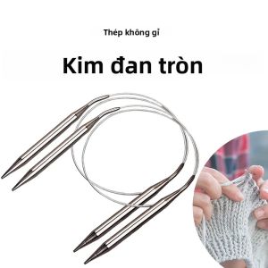 Kim Đan Tròn Bằng Thép Không Gỉ Hình Vòng Rỗng Móc Áo Len Móc Len Để May Tay