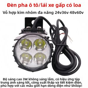 Đèn Xe Điện LED Siêu Sáng Có Thể Gập Lại Cho Xe Điện Li-bi Động Cơ 48V 60V Đèn Xe Hơi LED 6500K Đèn Xe Hơi LED 48V 60V