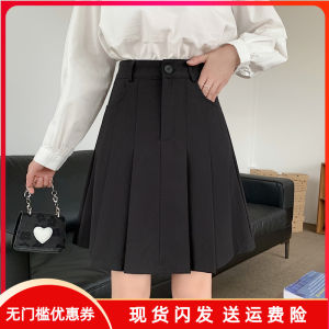 Gray High Waist A-Line Mini Skirt Anti-Light Blocking Hip Covering Womens Spring Autumn Pleated Skirts Black Half-length Skirts