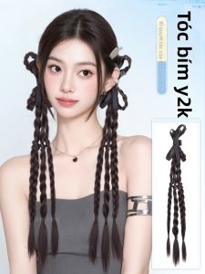 QIAOYIDUO | Natural-looking Y2K Style Double Braided Clip-on Ponytail