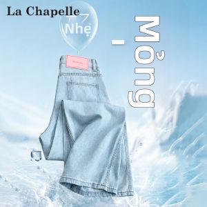 La Chapelle | Quần Jean Màu Sáng Phối Tencel Dài Thẳng Cao