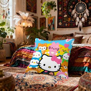 Sanrio | Sanrio HELLO kitty Pillow Covers Cartoon Sofa Decorative Home Double-sided Printing Short Plush Cushion Cover Christmas gifts