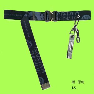 Functional Metal Buckle Waist Belt Embroidered Letter Trendy Pendant Decorative Youth Hip Hop Workwear Canvas Extended Waist Belt