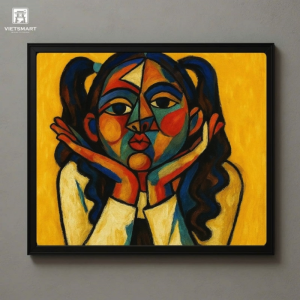 Tranh Nghệ thuật "Cô Gái Màu Vàng 2" VIETSMART ART - Acrylic 60 x 70cm