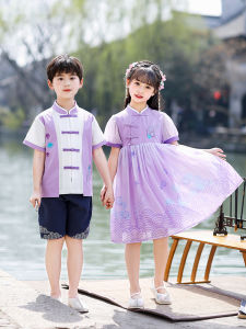 เสื้อผ้าเด็กชุดอนุบาล ฤดูร้อน สไตล์จีน ชุดฮั่นฝู ชุดนักร้อง ชนเผ่า สไตล์ นักเรียน ชุดชั้นเรียน