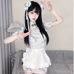 Chinese Niang Cheongsam 2024 New Arrival Chinese Improved Japanese Style Sweet Girl Cute Little Cook Cos Dress Lolita